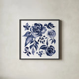 Delft Delight I DB No Words by Kristy Rice. Shown in a sleek black glass frame for a contemporary gallery look. Available as an archival giclee rolled canvas, fine art paper, or poster print. SKU 59154a.