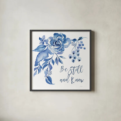 Delft Delight I Know by Kristy Rice. Shown in a sleek black glass frame for a contemporary gallery look. Available as an archival giclee rolled canvas, fine art paper, or poster print. SKU 47424a.