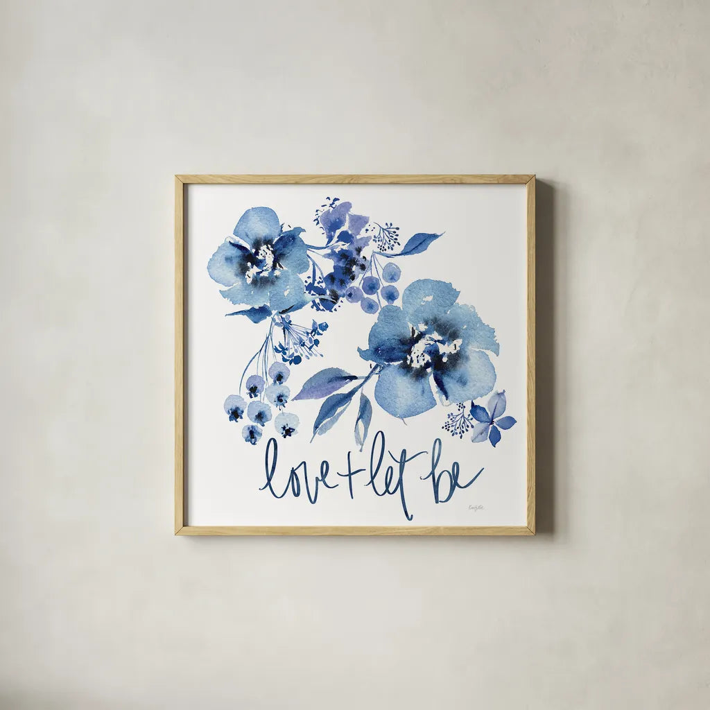 Delft Delight II by Kristy Rice. Shown in a natural wood glass frame for a timeless modern aesthetic. Available as an archival giclee rolled canvas, fine art paper, or poster print. SKU 43267a.