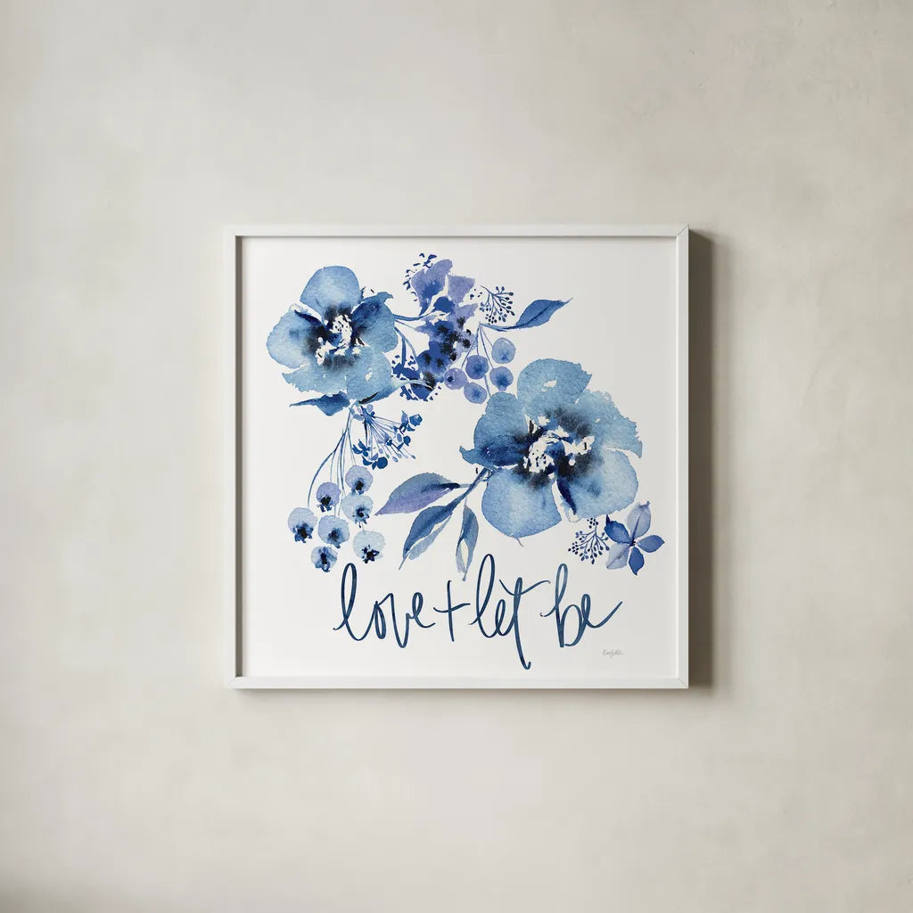 Delft Delight II by Kristy Rice. Shown in a crisp white glass frame for a clean and minimalist style. Available as an archival giclee rolled canvas, fine art paper, or poster print. SKU 43267a.