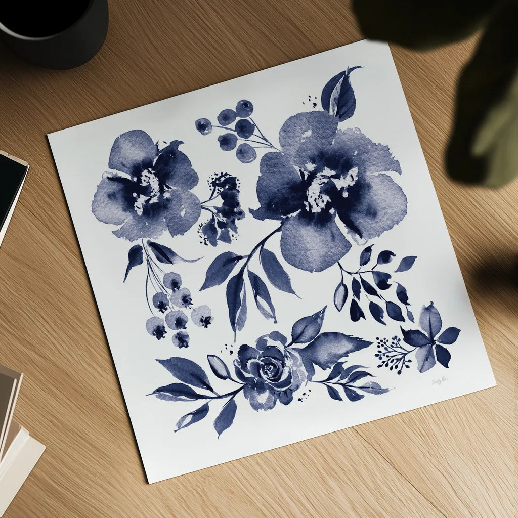 Delft Delight II DB No Words by Kristy Rice. Shown as a detailed flat fine art print, highlighting archival giclee quality. Available as an archival giclee rolled canvas, fine art paper, or poster print. SKU 59155a.