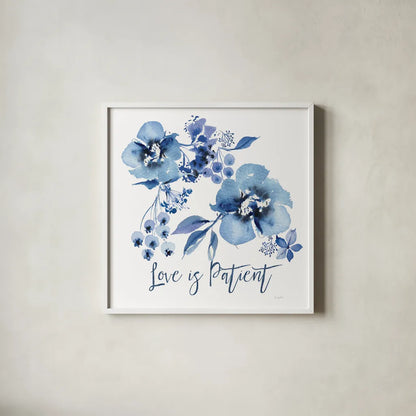 Delft Delight II Patient by Kristy Rice. Shown in a crisp white glass frame for a clean and minimalist style. Available as an archival giclee rolled canvas, fine art paper, or poster print. SKU 47425a.