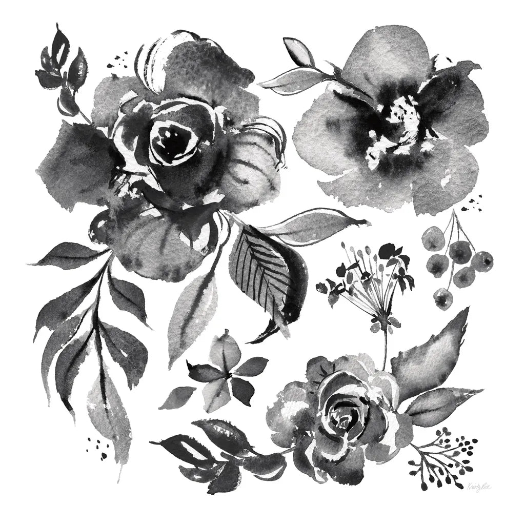 Delft Delight III Black No Words by Kristy Rice. SKU 66485a. Archival Giclee Fine art print for wall decor.