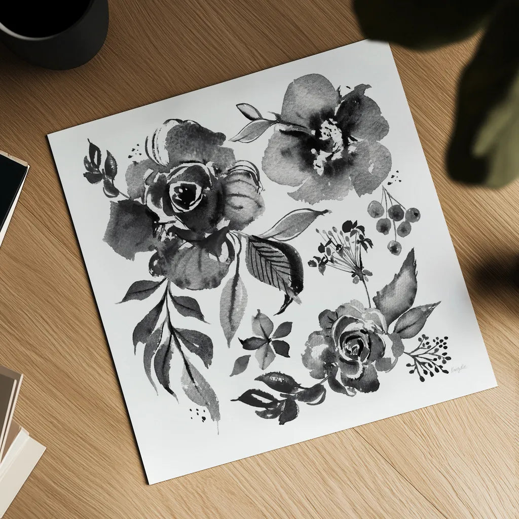 Delft Delight III Black No Words by Kristy Rice. Shown as a detailed flat fine art print, highlighting archival giclee quality. Available as an archival giclee rolled canvas, fine art paper, or poster print. SKU 66485a.