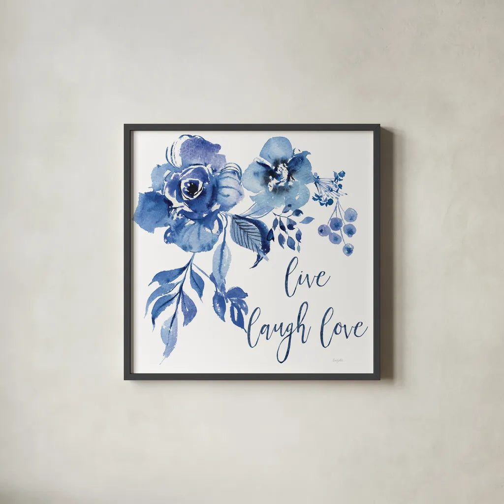 Delft Delight III Live by Kristy Rice. Shown in a sleek black glass frame for a contemporary gallery look. Available as an archival giclee rolled canvas, fine art paper, or poster print. SKU 47426a.