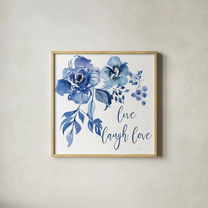 Delft Delight III Live by Kristy Rice. Shown in a natural wood glass frame for a timeless modern aesthetic. Available as an archival giclee rolled canvas, fine art paper, or poster print. SKU 47426a.