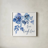 Delft Delight III Live by Kristy Rice. Shown in a crisp white glass frame for a clean and minimalist style. Available as an archival giclee rolled canvas, fine art paper, or poster print. SKU 47426a.