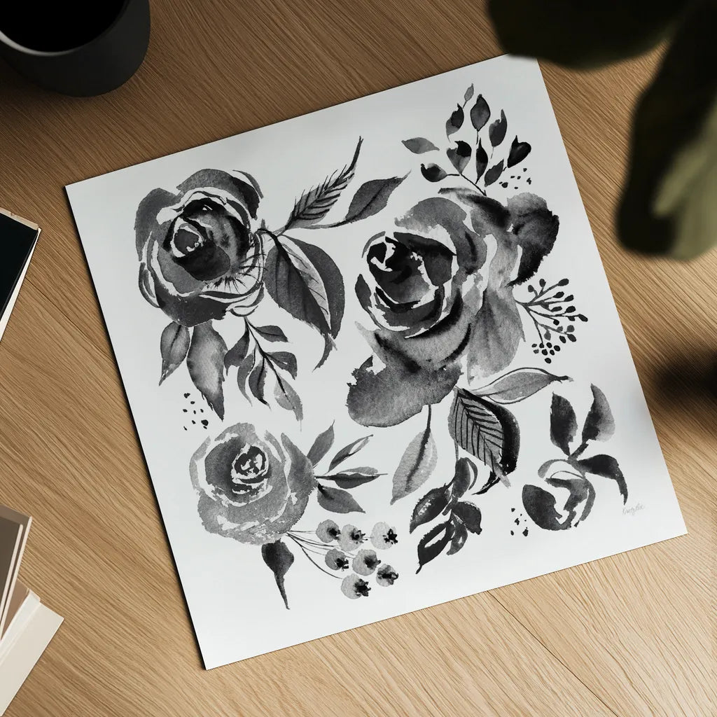 Delft Delight IV Black No Words by Kristy Rice. Shown as a detailed flat fine art print, highlighting archival giclee quality. Available as an archival giclee rolled canvas, fine art paper, or poster print. SKU 66486a.