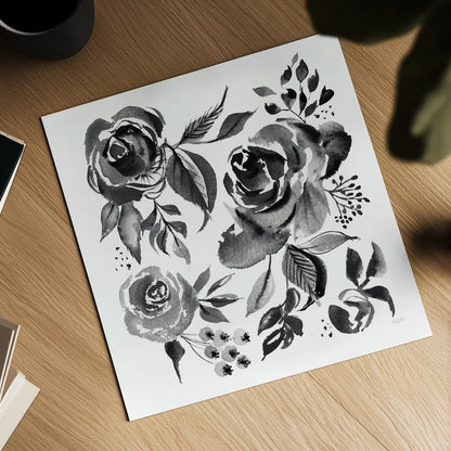 Delft Delight IV Black No Words by Kristy Rice. Shown as a detailed flat fine art print, highlighting archival giclee quality. Available as an archival giclee rolled canvas, fine art paper, or poster print. SKU 66486a.