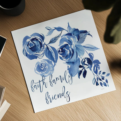 Delft Delight IV Faith by Kristy Rice. Shown as a detailed flat fine art print, highlighting archival giclee quality. Available as an archival giclee rolled canvas, fine art paper, or poster print. SKU 47427a.