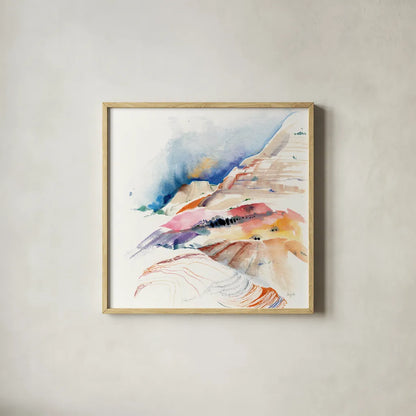 Desert Hike by Kristy Rice. Shown in a natural wood glass frame for a timeless modern aesthetic. Available as an archival giclee rolled canvas, fine art paper, or poster print. SKU 93994a.