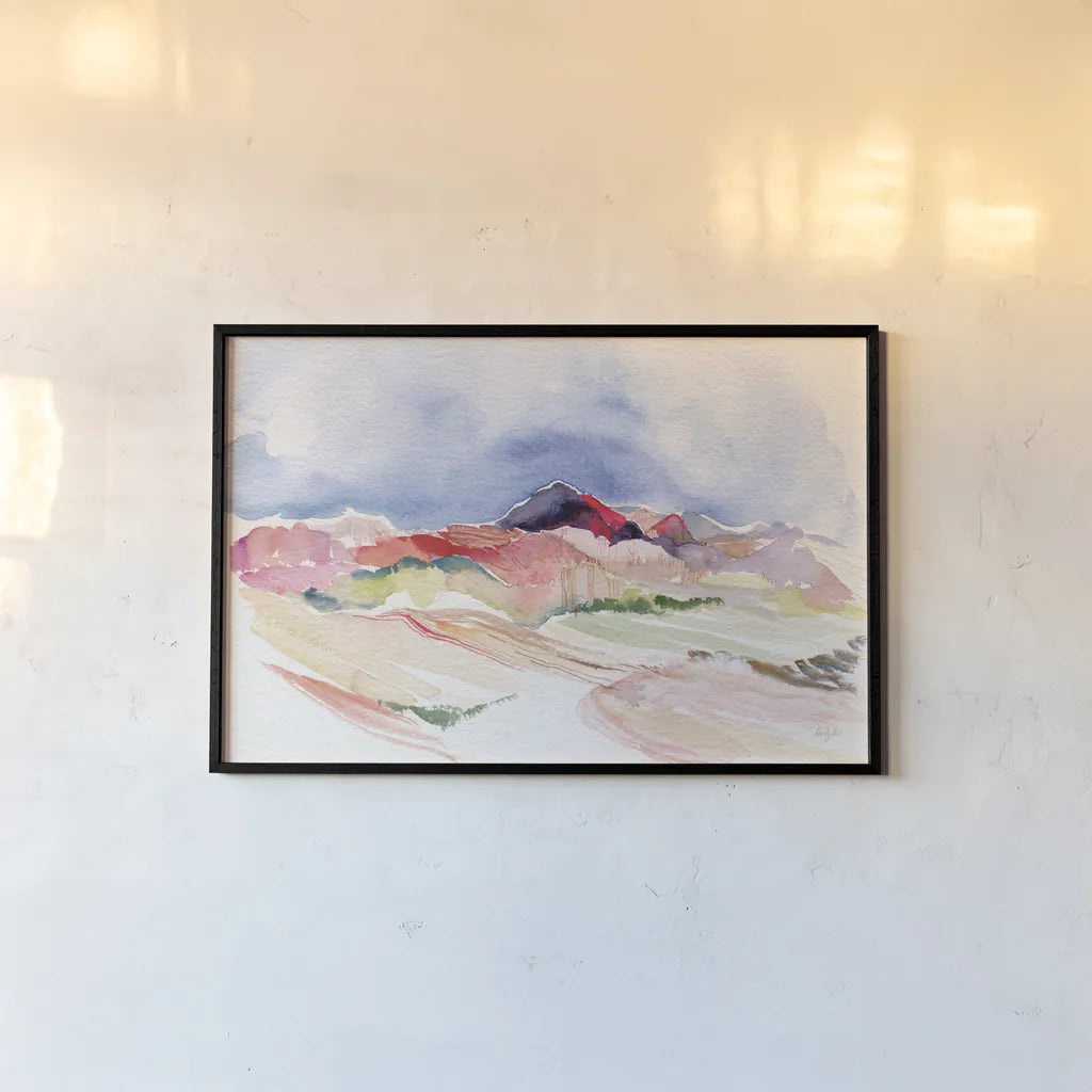 Desertscape by Kristy Rice. shown as a paper print in a black flame. Available as a archival giclee rolled canvas, fine art paper, or poster print. SKU 88607i.
