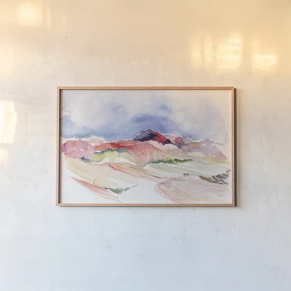 Desertscape by Kristy Rice. shown as a paper print in a natural frame. Available as a archival giclee rolled canvas, fine art paper, or poster print. SKU 88607i.