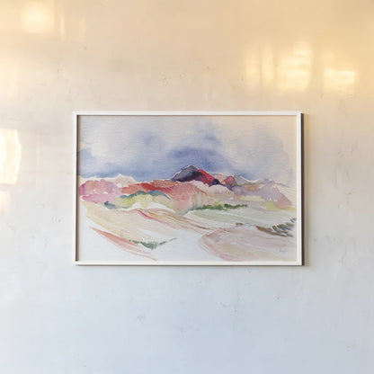 Desertscape by Kristy Rice. shown as a paper print in a white frame. Available as a archival giclee rolled canvas, fine art paper, or poster print. SKU 88607i.