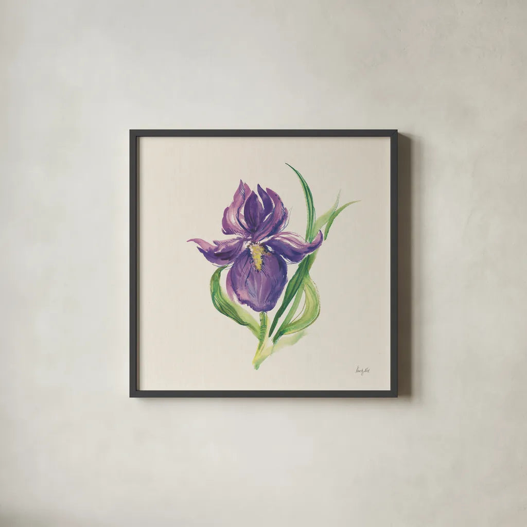 Easter Bloom I by Kristy Rice. Shown in a sleek black glass frame for a contemporary gallery look. Available as an archival giclee rolled canvas, fine art paper, or poster print. SKU 87618a.