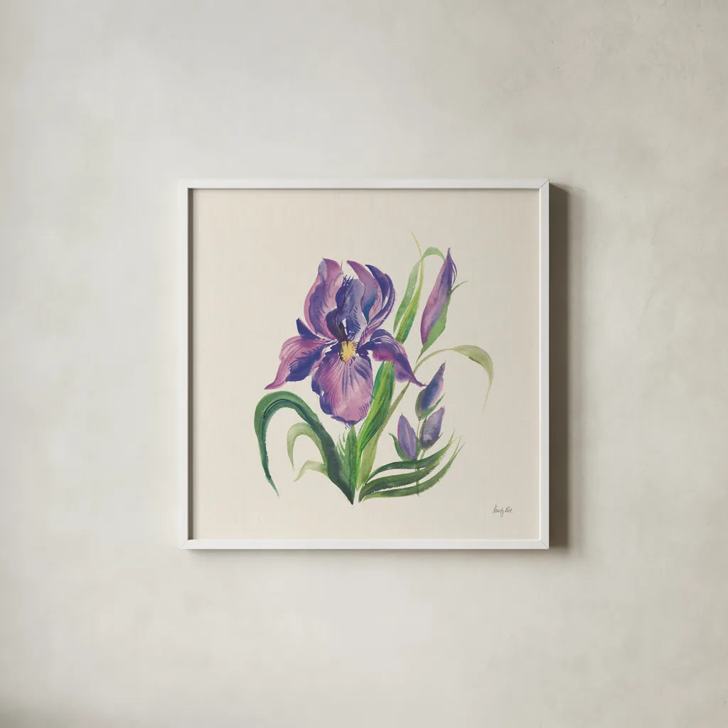 Easter Bloom II by Kristy Rice. Shown in a crisp white glass frame for a clean and minimalist style. Available as an archival giclee rolled canvas, fine art paper, or poster print. SKU 87619a.