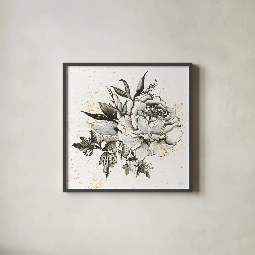 Elegance II by Kristy Rice. Shown in a sleek black glass frame for a contemporary gallery look. Available as an archival giclee rolled canvas, fine art paper, or poster print. SKU 58129a.