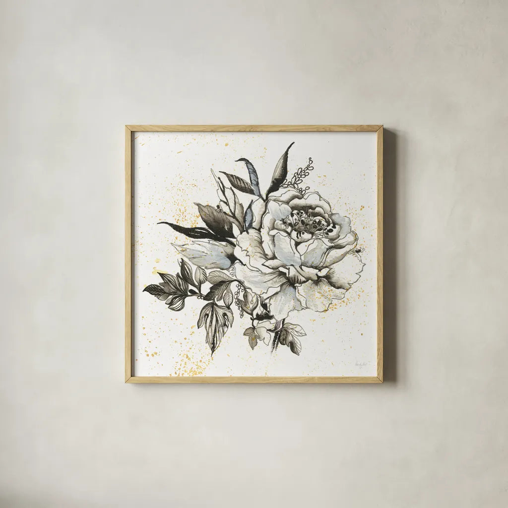 Elegance II by Kristy Rice. Shown in a natural wood glass frame for a timeless modern aesthetic. Available as an archival giclee rolled canvas, fine art paper, or poster print. SKU 58129a.