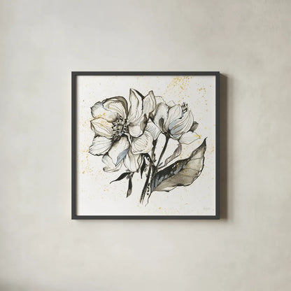 Elegance III by Kristy Rice. Shown in a sleek black glass frame for a contemporary gallery look. Available as an archival giclee rolled canvas, fine art paper, or poster print. SKU 58130a.
