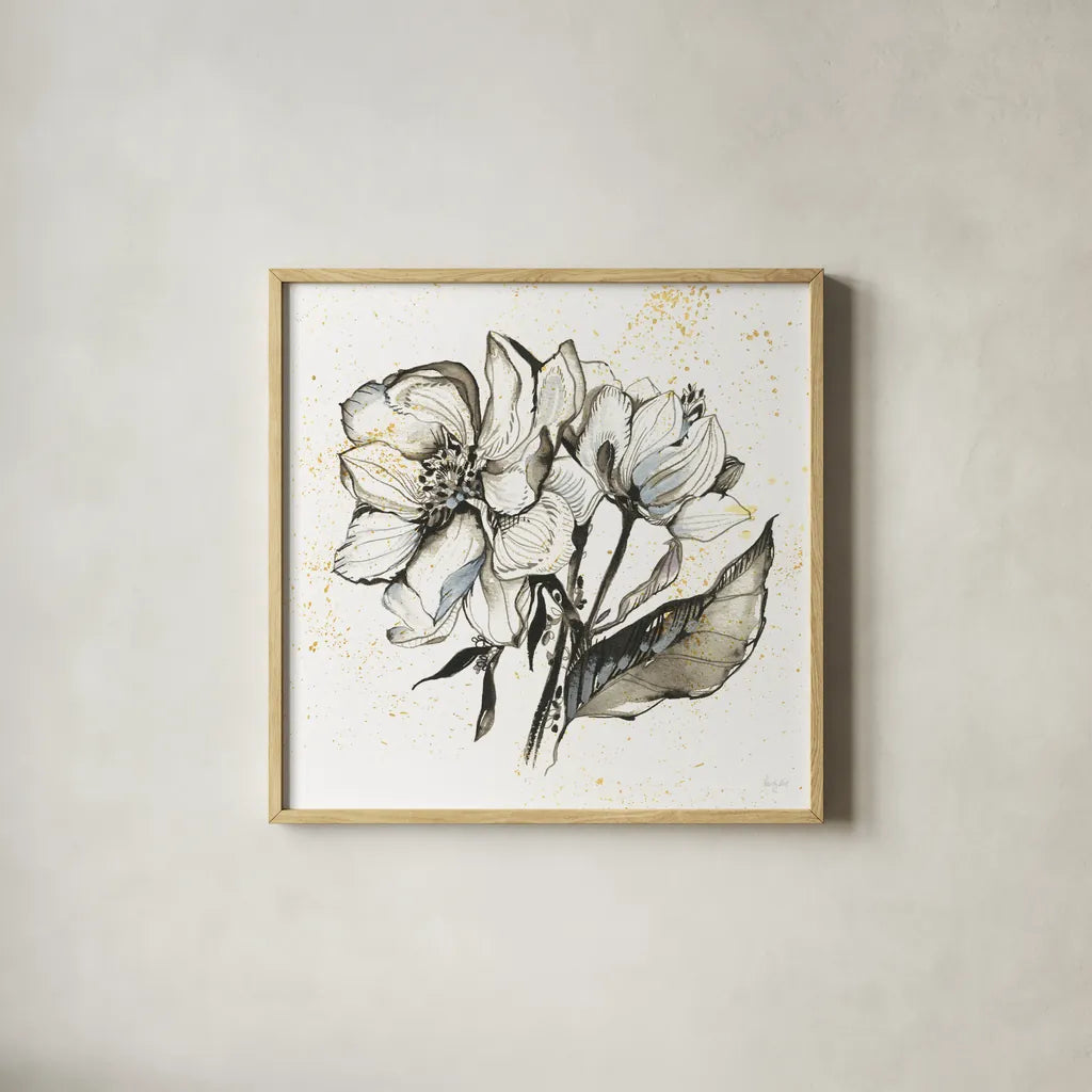 Elegance III by Kristy Rice. Shown in a natural wood glass frame for a timeless modern aesthetic. Available as an archival giclee rolled canvas, fine art paper, or poster print. SKU 58130a.