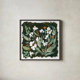 Evening Paperwhites by Kristy Rice. Shown in a sleek black glass frame for a contemporary gallery look. Available as an archival giclee rolled canvas, fine art paper, or poster print. SKU 99191a.