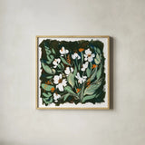 Evening Paperwhites by Kristy Rice. Shown in a natural wood glass frame for a timeless modern aesthetic. Available as an archival giclee rolled canvas, fine art paper, or poster print. SKU 99191a.