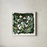 Evening Paperwhites by Kristy Rice. Shown in a crisp white glass frame for a clean and minimalist style. Available as an archival giclee rolled canvas, fine art paper, or poster print. SKU 99191a.