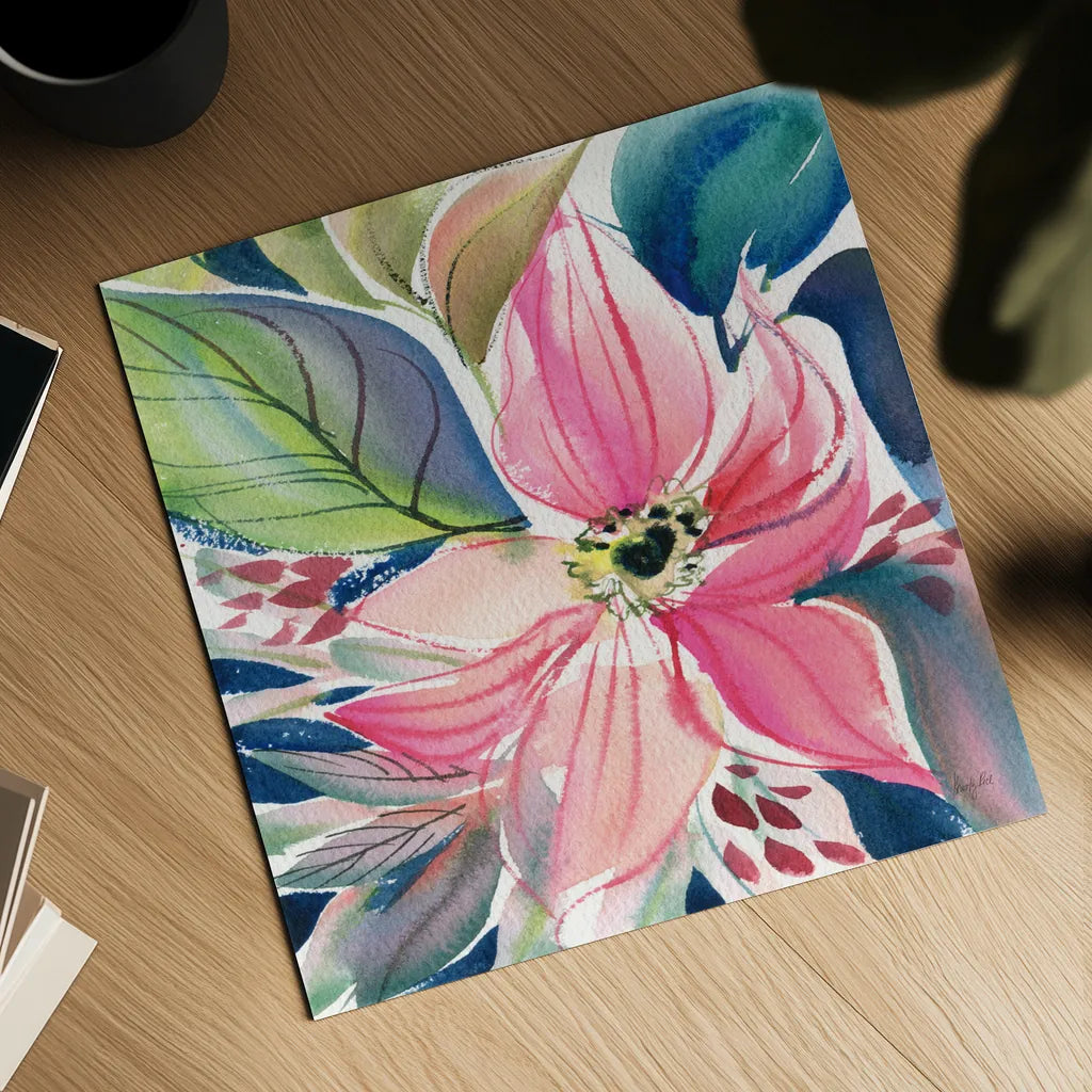 Floral Burst I by Kristy Rice. Shown as a detailed flat fine art print, highlighting archival giclee quality. Available as an archival giclee rolled canvas, fine art paper, or poster print. SKU 91004a.