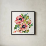 Floral Fantasy by Kristy Rice. Shown in a sleek black glass frame for a contemporary gallery look. Available as an archival giclee rolled canvas, fine art paper, or poster print. SKU 93991a.