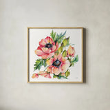Floral Fantasy by Kristy Rice. Shown in a natural wood glass frame for a timeless modern aesthetic. Available as an archival giclee rolled canvas, fine art paper, or poster print. SKU 93991a.