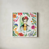 Fridas Flower Fancy I by Kristy Rice. Shown in a crisp white glass frame for a clean and minimalist style. Available as an archival giclee rolled canvas, fine art paper, or poster print. SKU 53334a.