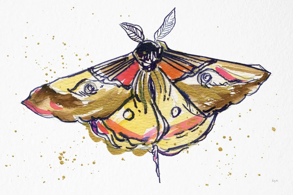 Golden Moth by Kristy Rice. SKU 94267i. Archival Giclee Fine art print for wall decor.