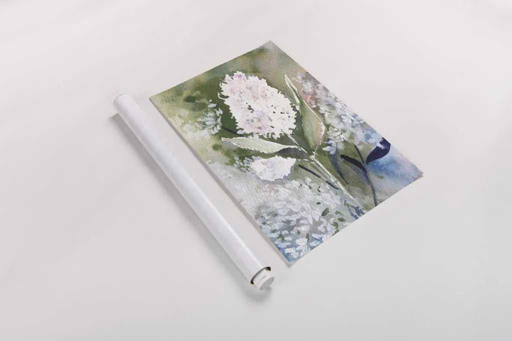 Graceful Garden by Kristy Rice. shown as a rolled paper print. Available as archival giclee rolled canvas, fine art paper, or poster print. SKU 94213h.