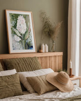 Graceful Garden by Kristy Rice. shown as a paper print in a natural frame. Available as a archival giclee rolled canvas, fine art paper, or poster print. SKU 94213h.