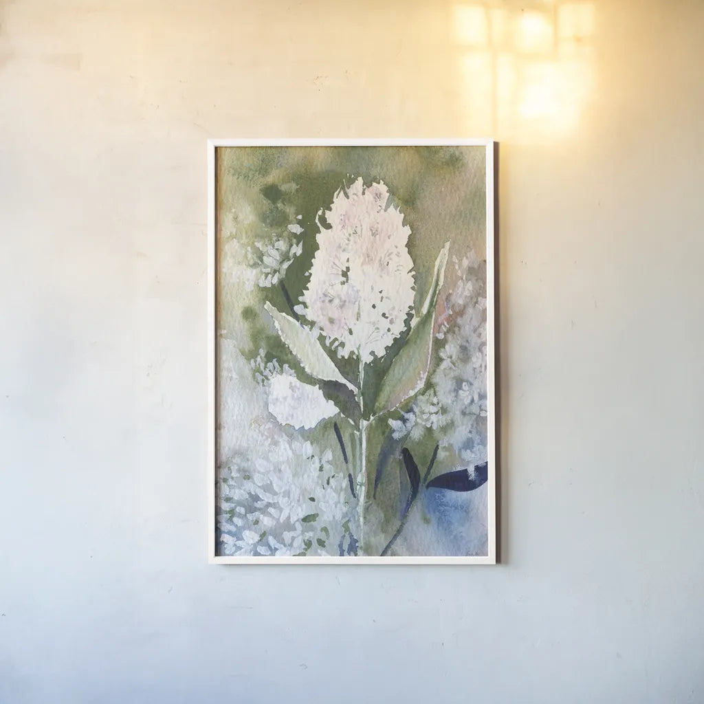 Graceful Garden by Kristy Rice. shown as a paper print in a white frame. Available as a archival giclee rolled canvas, fine art paper, or poster print. SKU 94213h.