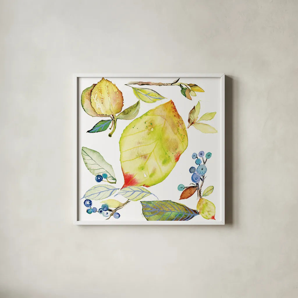 Harvest Rush I by Kristy Rice. Shown in a crisp white glass frame for a clean and minimalist style. Available as an archival giclee rolled canvas, fine art paper, or poster print. SKU 41895a.