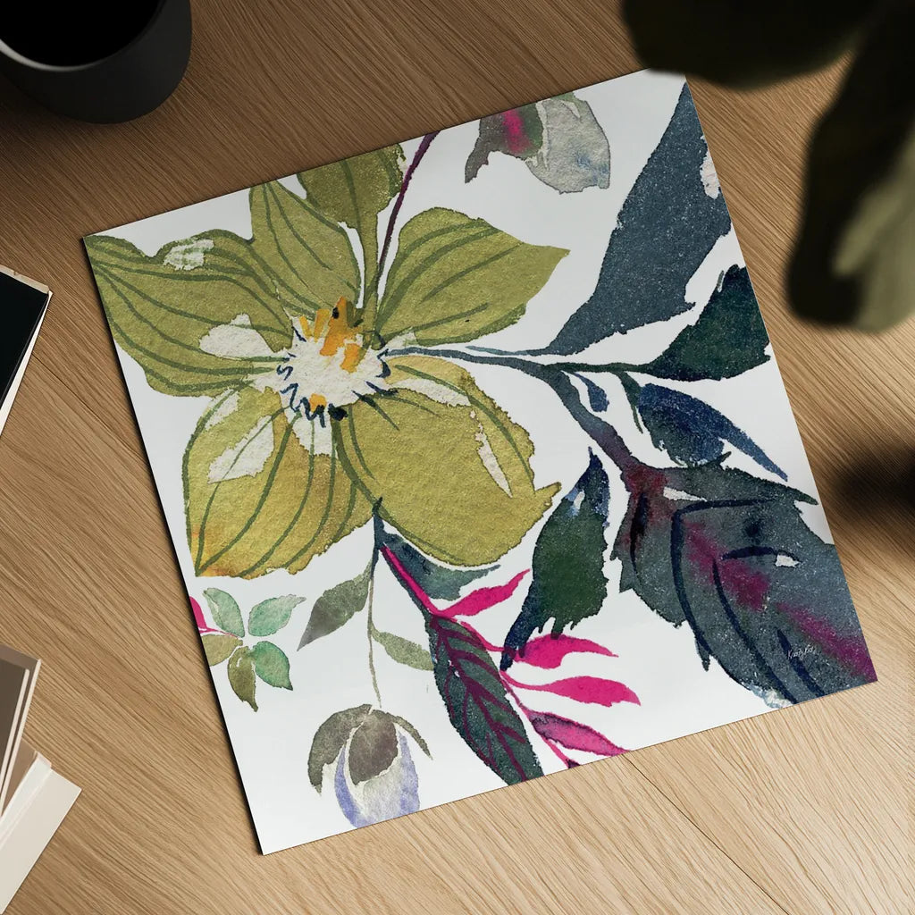 Hellebore Ya Doing I by Kristy Rice. Shown as a detailed flat fine art print, highlighting archival giclee quality. Available as an archival giclee rolled canvas, fine art paper, or poster print. SKU 44116a.