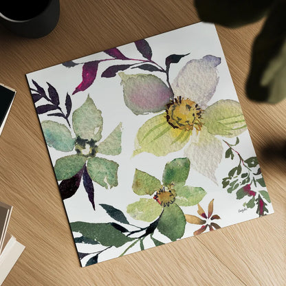 Hellebore Ya Doing III by Kristy Rice. Shown as a detailed flat fine art print, highlighting archival giclee quality. Available as an archival giclee rolled canvas, fine art paper, or poster print. SKU 44118a.