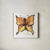 Jewel Butterfly II by Kristy Rice. Shown in a crisp white glass frame for a clean and minimalist style. Available as an archival giclee rolled canvas, fine art paper, or poster print. SKU 94634a.