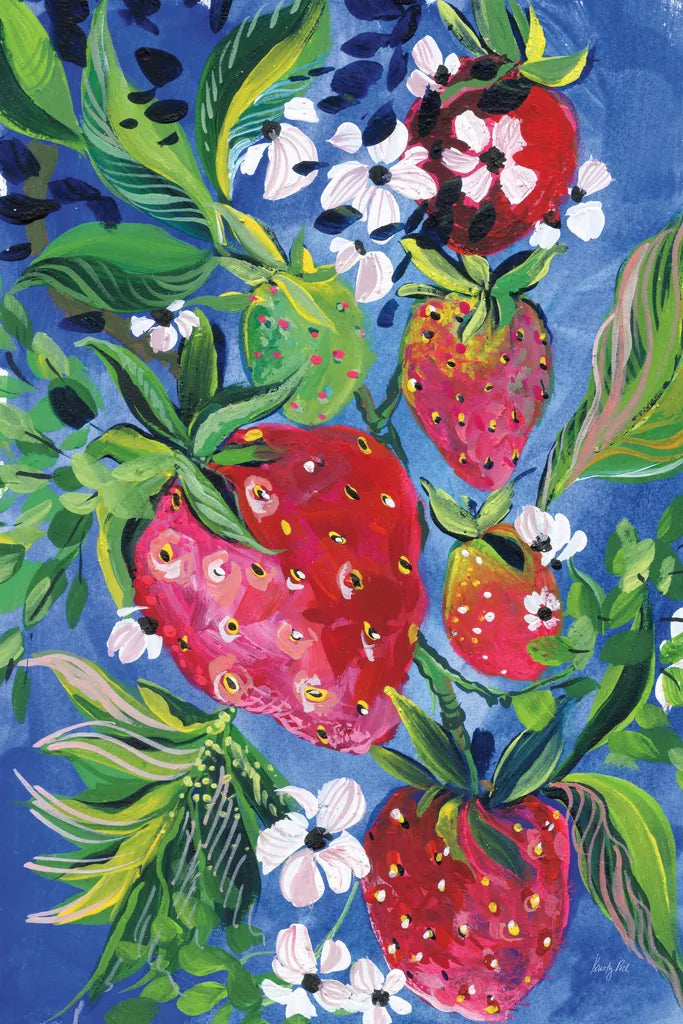 Juicy Strawberries by Kristy Rice. SKU 100248h. Archival Giclee Fine art print for wall decor.
