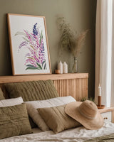 Lavender Bouquet by Kristy Rice. shown as a paper print in a natural frame. Available as a archival giclee rolled canvas, fine art paper, or poster print. SKU 87464h.