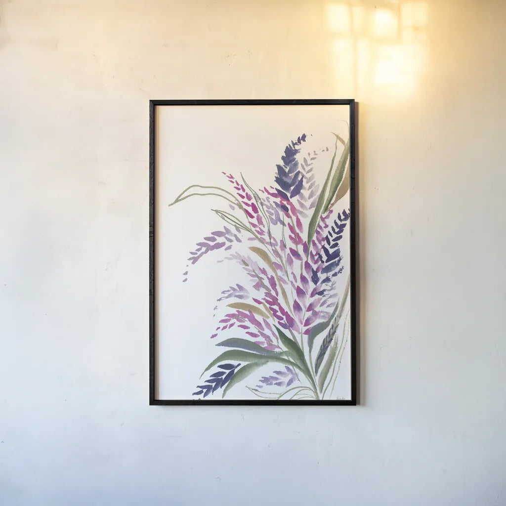 Lavender Bouquet by Kristy Rice. shown as a paper print in a black flame. Available as a archival giclee rolled canvas, fine art paper, or poster print. SKU 87464h.
