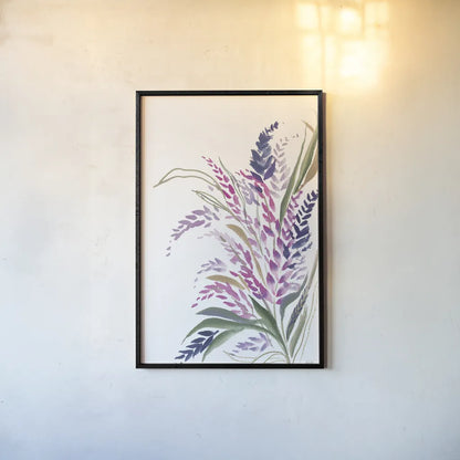 Lavender Bouquet by Kristy Rice. shown as a paper print in a black flame. Available as a archival giclee rolled canvas, fine art paper, or poster print. SKU 87464h.