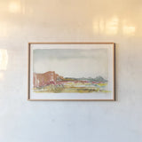 Looking Out Neutral by Kristy Rice. shown as a paper print in a natural frame. Available as a archival giclee rolled canvas, fine art paper, or poster print. SKU 70207i.
