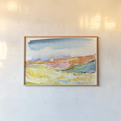 Mesa View II by Kristy Rice. shown as a paper print in a natural frame. Available as a archival giclee rolled canvas, fine art paper, or poster print. SKU 59820i.