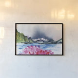 Moody Cove by Kristy Rice. shown as a paper print in a black flame. Available as a archival giclee rolled canvas, fine art paper, or poster print. SKU 102952i.