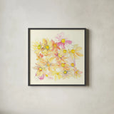Pastel Garden Daisies by Kristy Rice. Shown in a sleek black glass frame for a contemporary gallery look. Available as an archival giclee rolled canvas, fine art paper, or poster print. SKU 59878a.