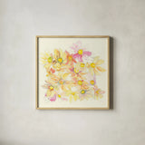 Pastel Garden Daisies by Kristy Rice. Shown in a natural wood glass frame for a timeless modern aesthetic. Available as an archival giclee rolled canvas, fine art paper, or poster print. SKU 59878a.