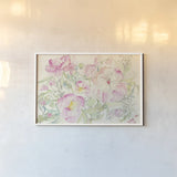 Peony Garden by Kristy Rice. shown as a paper print in a white frame. Available as a archival giclee rolled canvas, fine art paper, or poster print. SKU 59826i.