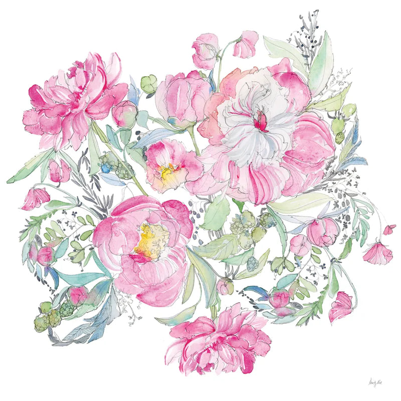 Pink Peonies by Kristy Rice. SKU 54039a. Archival Giclee Fine art print for wall decor.